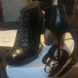 Nine West Black Heeled Lace-Up Boots
